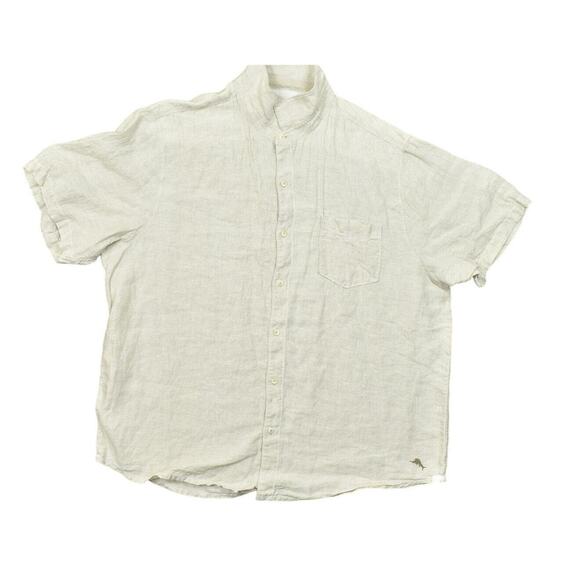 Tommy Bahama 2XL Linen Short Sleeve Button-Up Shirt Beige - Picture 1 of 8